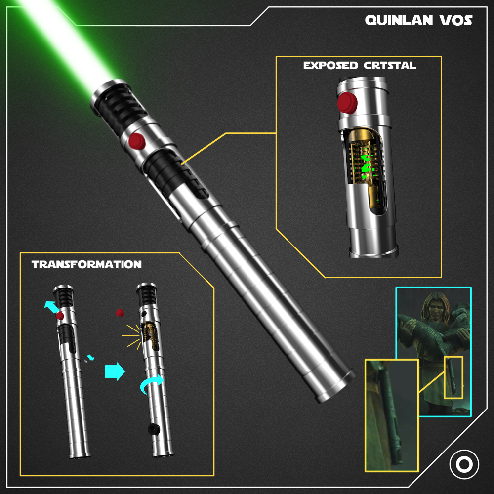 DamienSaber Quinlan Vos's Crystal Lightsaber Bluetooth App Control Neopixel Blade Hilt 31CM