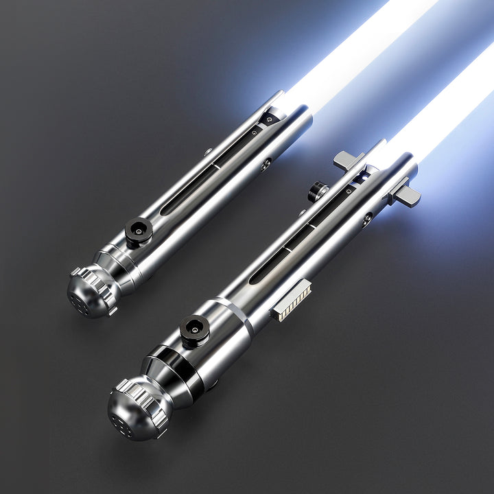 DamienSaber Lightsaber Ahsoka Variant Saber Two Electroplating Hilts White Lightsaber Bluetooth Double Blades