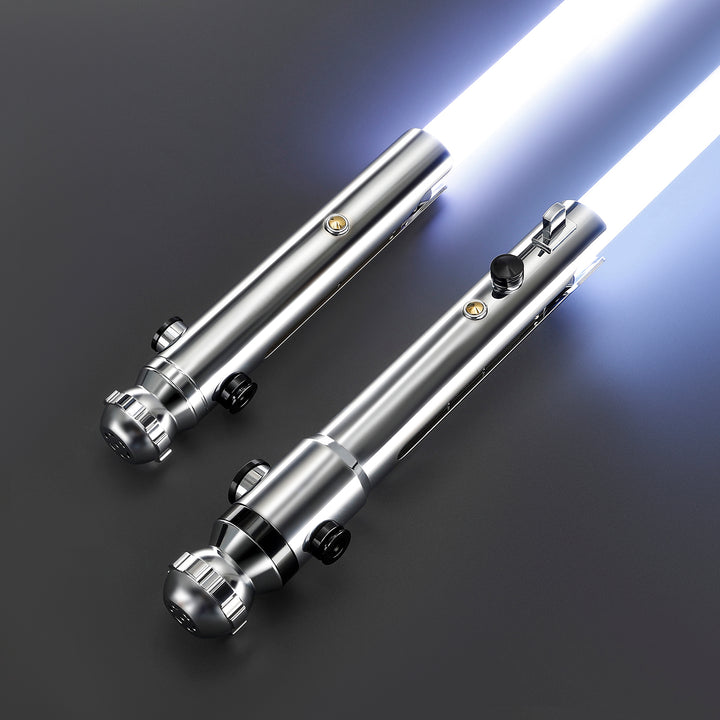 DamienSaber Lightsaber Ahsoka Variant Saber Two Electroplating Hilts White Lightsaber Bluetooth Double Blades