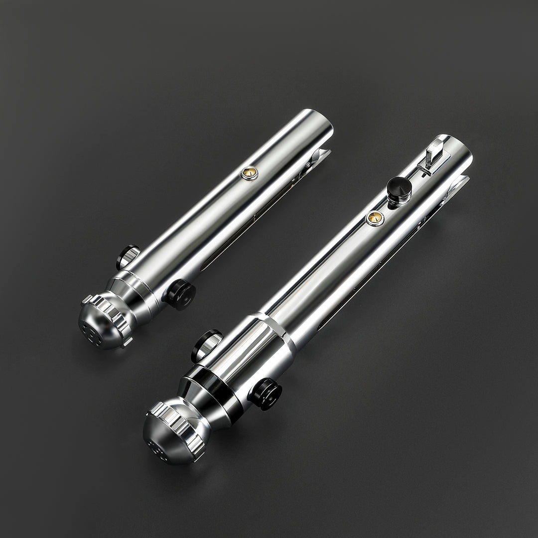 DamienSaber Lightsaber Ahsoka Variant Saber Two Electroplating Hilts White Lightsaber Bluetooth Double Blades