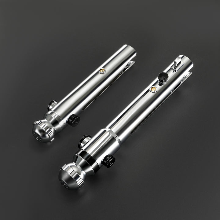 DamienSaber Lightsaber Ahsoka Variant Saber Two Electroplating Hilts White Lightsaber Bluetooth Double Blades