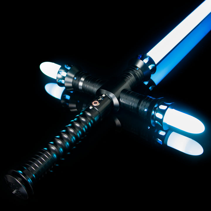 DamienSaber Lightsaber Crossguard Light Saber Xenopixel V3 Three Blades Black Hilt 33CM