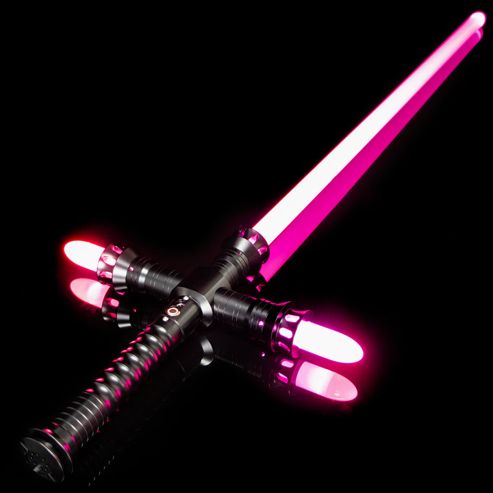 DamienSaber Lightsaber Crossguard Light Saber Xenopixel V3 Three Blades Black Hilt 33CM