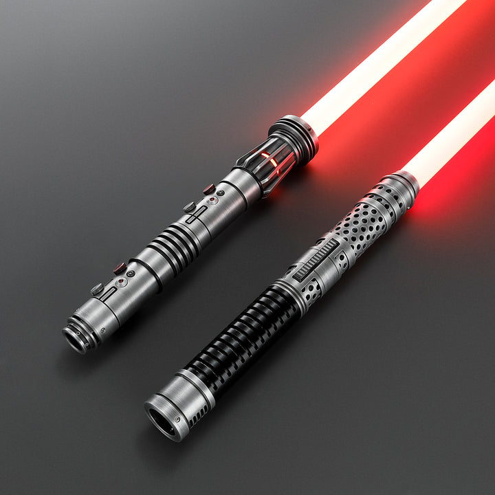 DamienSaber Lightsaber Maul DM Saber Double Bladed Red Lightsaber Two Weathered Hilts Two Blades Hilt 61CM