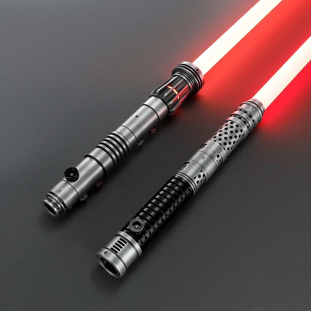 DamienSaber Lightsaber Maul DM Saber Double Bladed Red Lightsaber Two Weathered Hilts Two Blades Hilt 61CM