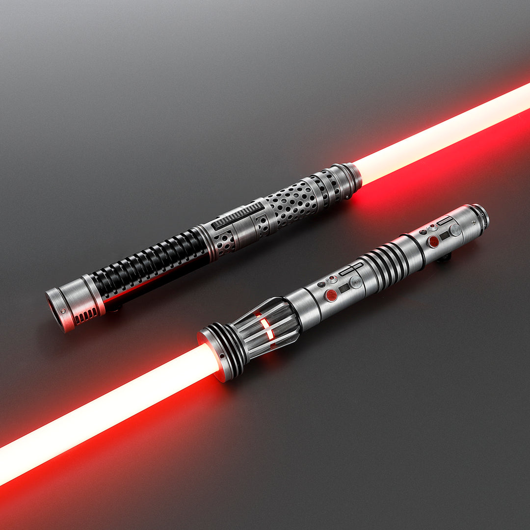 DamienSaber Lightsaber Maul DM Saber Double Bladed Red Lightsaber Two Weathered Hilts Two Blades Hilt 61CM