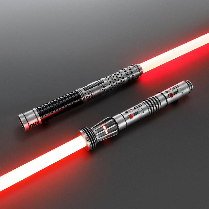 DamienSaber Lightsaber Maul DM Saber Double Bladed Red Lightsaber Two Weathered Hilts Two Blades Hilt 61CM