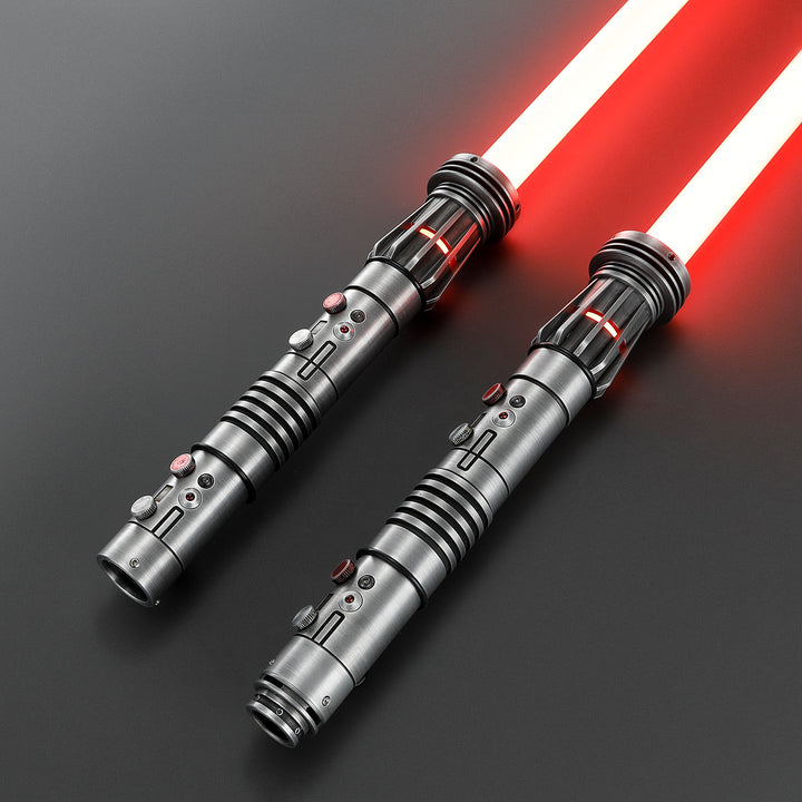 DamienSaber Lightsaber Maul DM Saber Double Bladed Red Lightsaber Two Weathered Hilts Two Blades Hilt 57.5CM