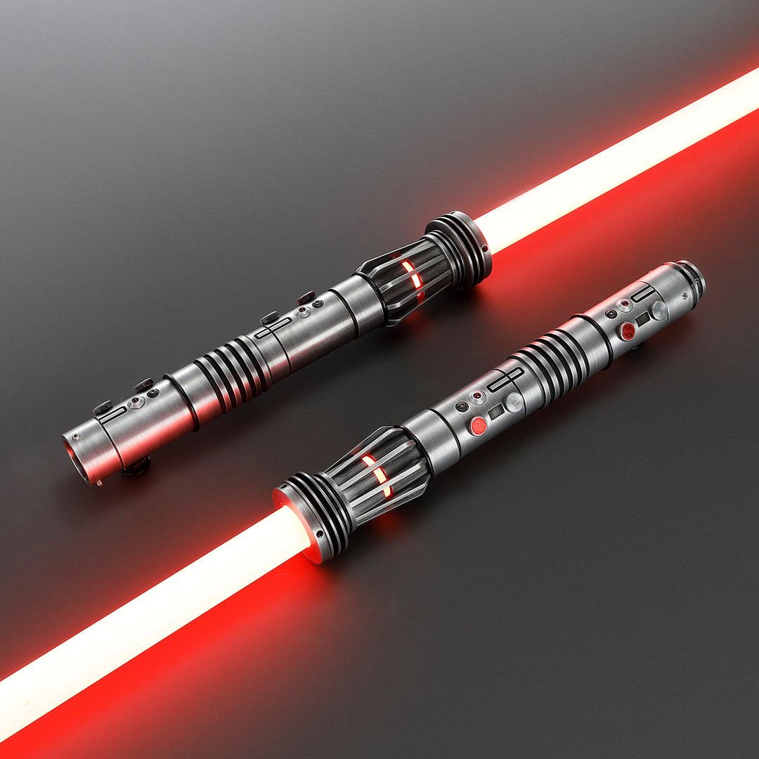 DamienSaber Lightsaber Maul DM Saber Double Bladed Red Lightsaber Two Weathered Hilts Two Blades Hilt 57.5CM