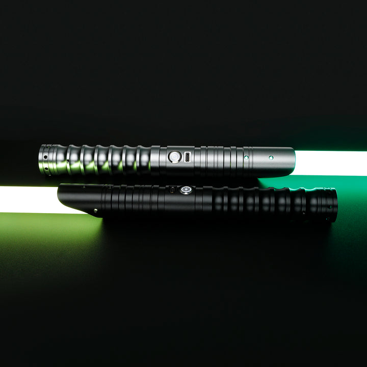 DamienSaber Custom Double Bladed LightSaber Baselit 12 Sound Fonts Xenopixel V2 Metal Hilt 1 Inch PC Blades