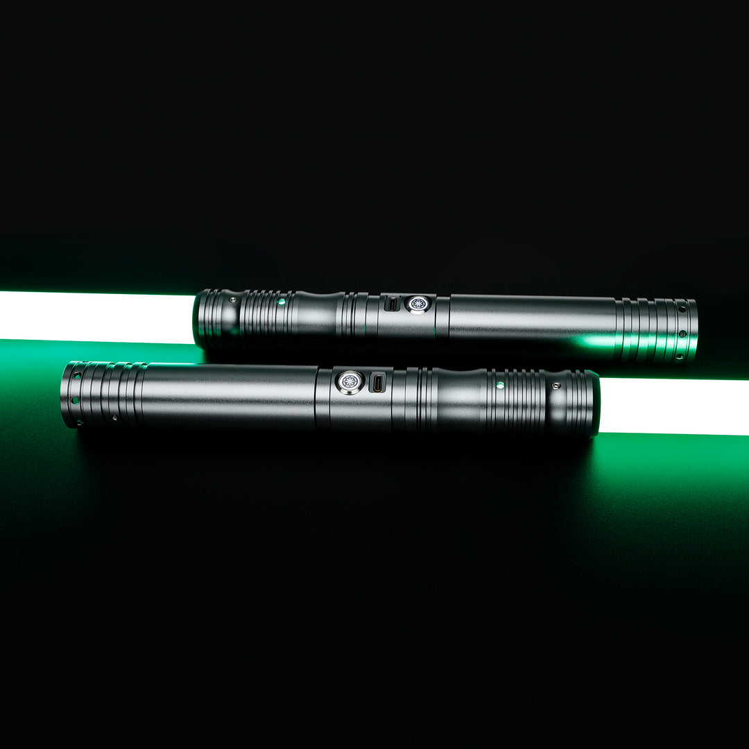 DamienSaber Custom Double Bladed LightSaber Baselit 12 Sound Fonts Xenopixel V2 Metal Hilt 1 Inch PC Blades