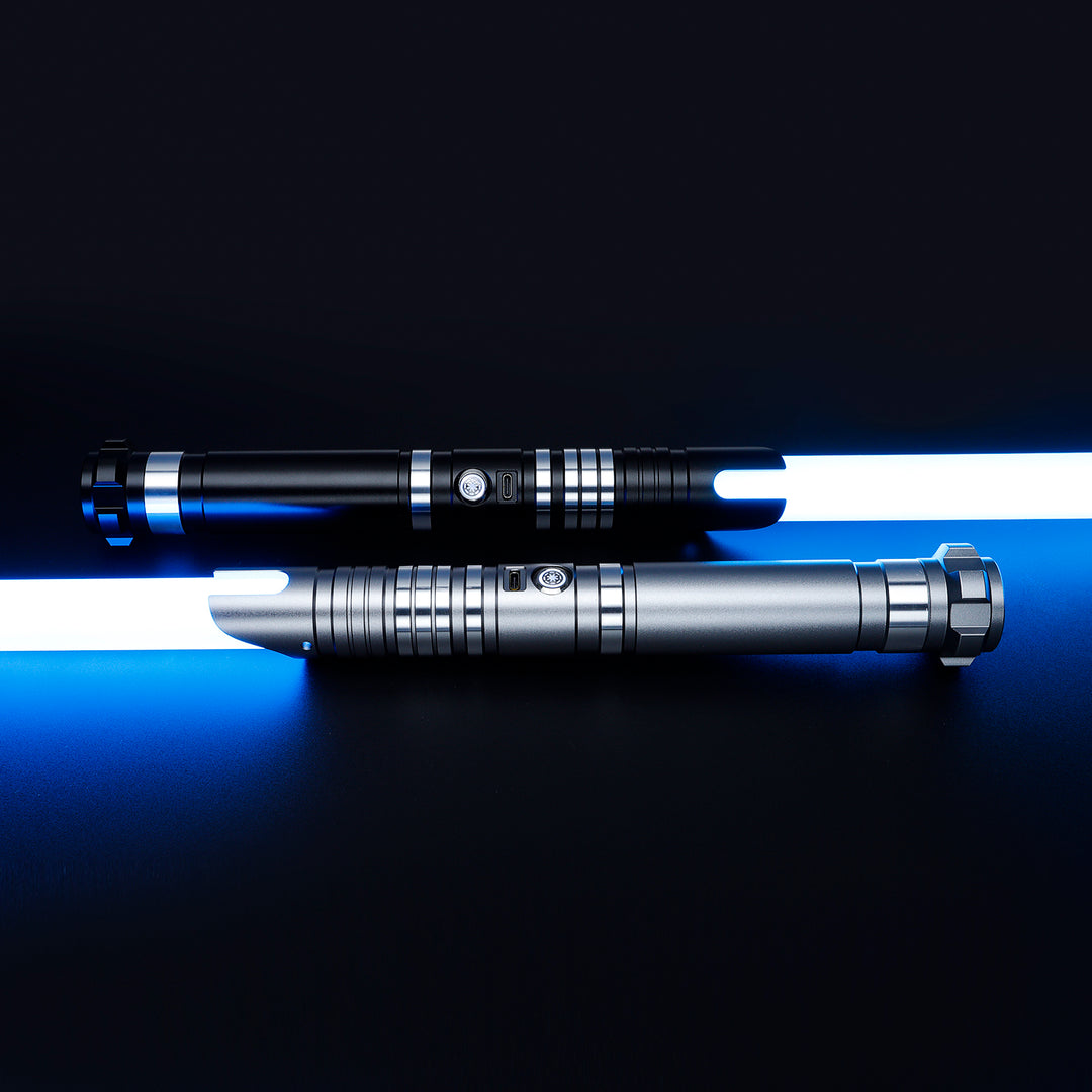 DamienSaber Custom Double Bladed LightSaber Baselit 12 Sound Fonts Xenopixel V2 Metal Hilt 1 Inch PC Blades