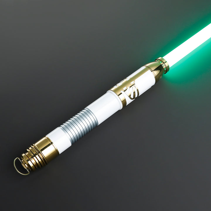 DamienSaber Lightsaber Santari Khri Inspired Light Saber 7/8 Inch Blade Gold Electroplating White Hilt 32CM