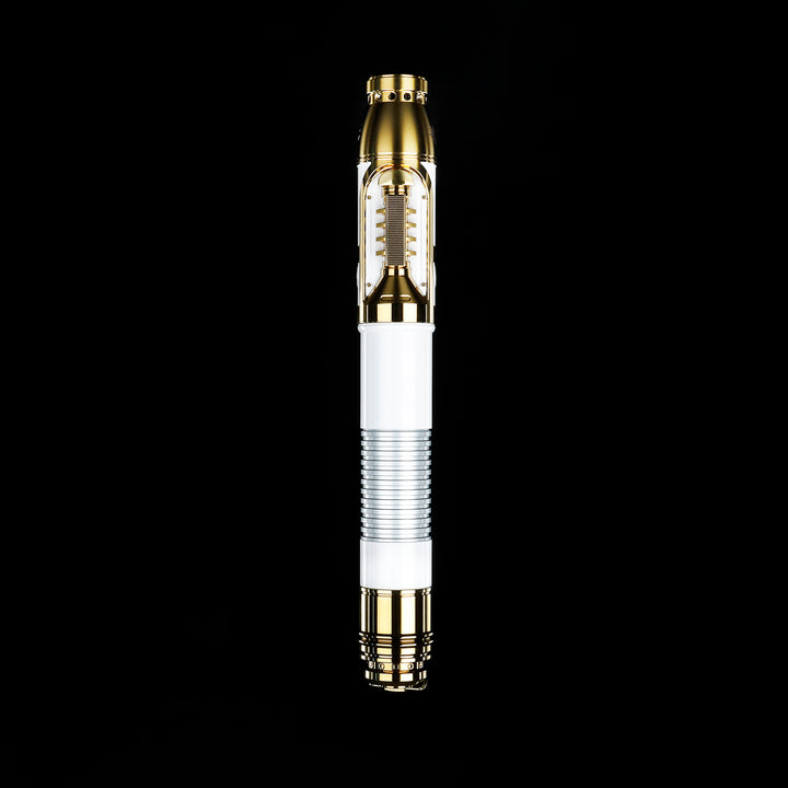 DamienSaber Lightsaber Santari Khri Inspired Light Saber 7/8 Inch Blade Gold Electroplating White Hilt 32CM