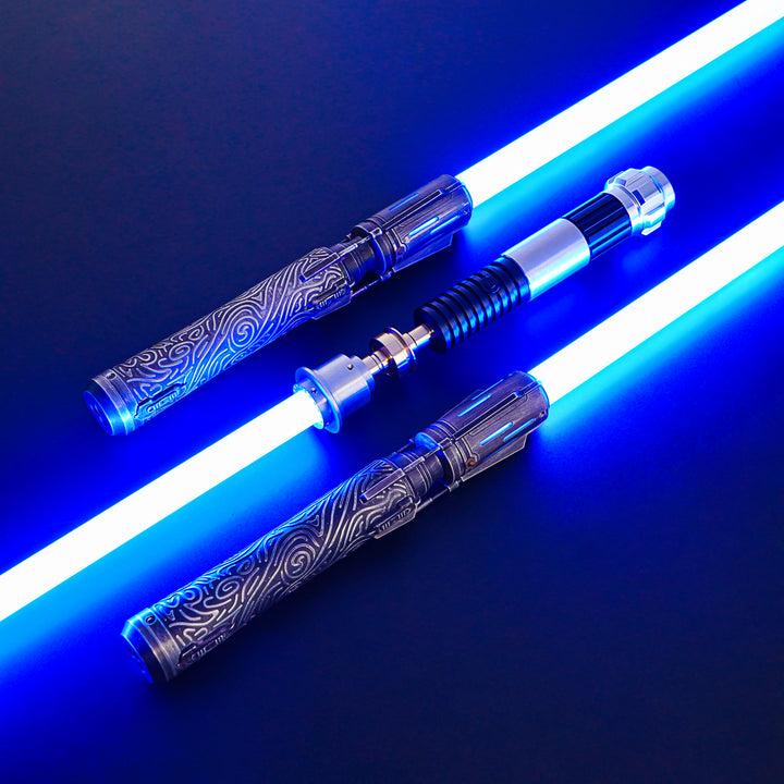 DamienSaber Lightsaber Satele Shan Light Saber Double Bladed Lightsaber Polycarbonate Blade Pogo Core Hilt 59.5CM