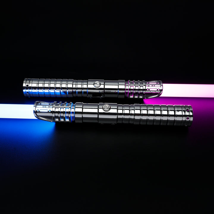 DamienSaber Custom Double Bladed LightSaber Baselit 4 Sound Fonts Plastic Hilt 7/8 Inch PC Blades