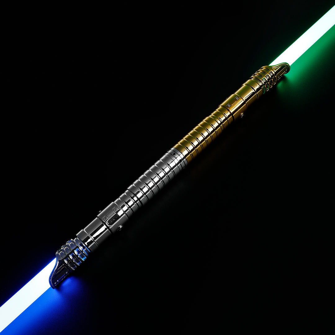 DamienSaber Custom Double Bladed LightSaber Baselit 4 Sound Fonts Plastic Hilt 7/8 Inch PC Blades