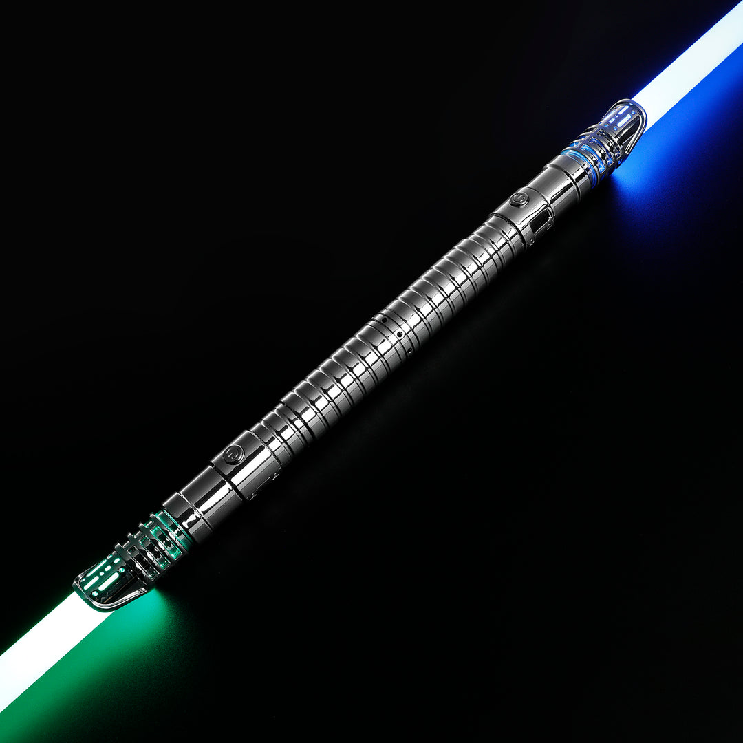 DamienSaber Custom Double Bladed LightSaber Baselit 4 Sound Fonts Plastic Hilt 7/8 Inch PC Blades