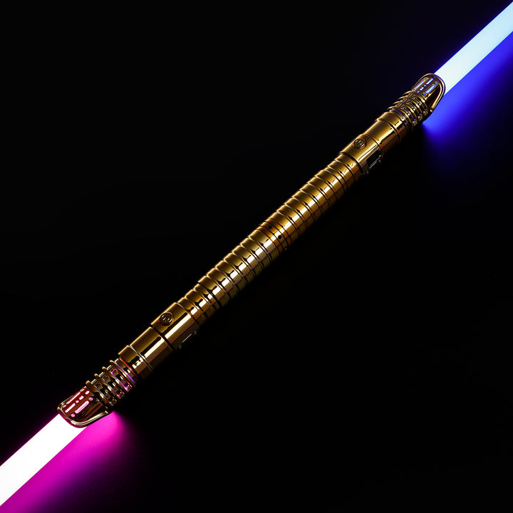 DamienSaber Custom Double Bladed LightSaber Baselit 4 Sound Fonts Plastic Hilt 7/8 Inch PC Blades