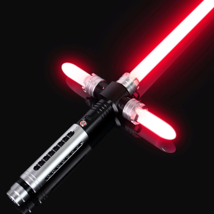 DamienSaber Lightsaber Crossguard Light Saber Xenopixel V3 Three Blades Black Hilt 26.5CM