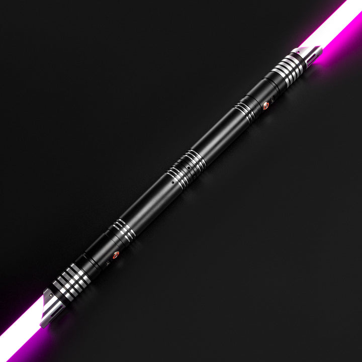 DamienSaber Custom Double Bladed LightSaber Baselit 12 Sound Fonts Xenopixel V2 Metal Hilt 1 Inch PC Blades