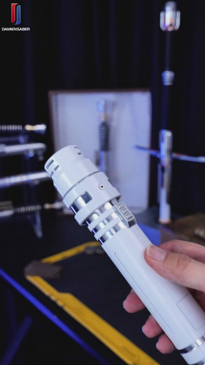 DamienSaber Heavy Dueling Custom Lightsaber White Hilt 29.5CM