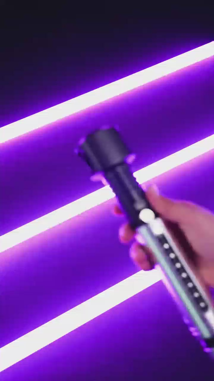 DamienSaber Lightsaber Crossguard Light Saber Xenopixel V3 Three Blades Black Hilt 26.5CM