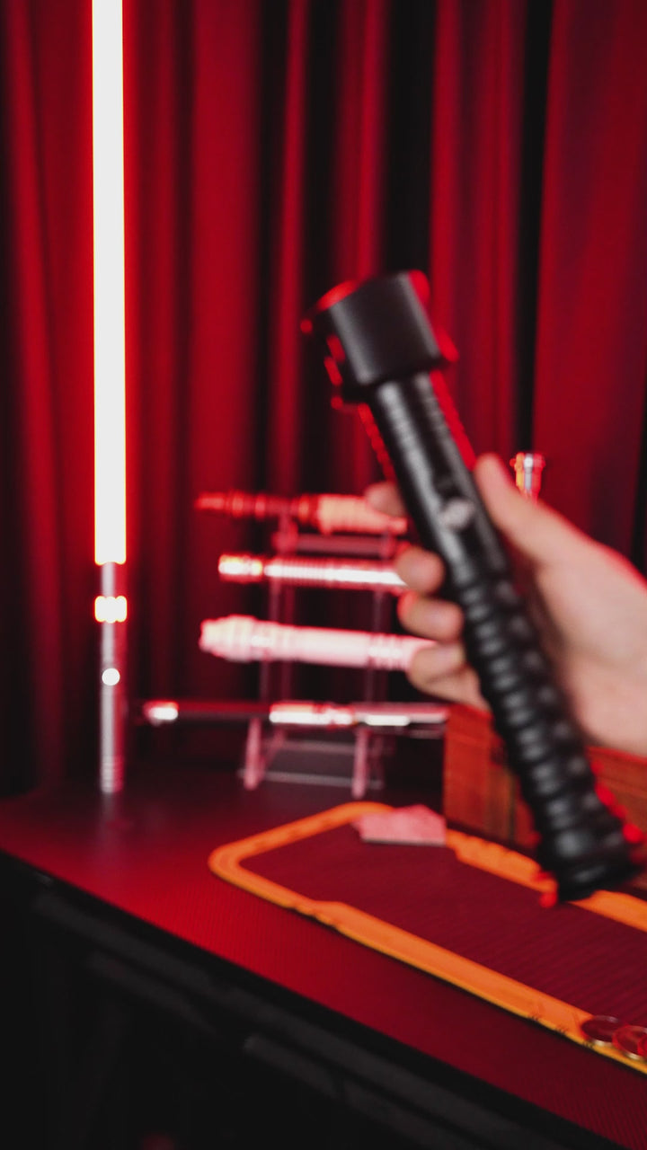DamienSaber Lightsaber Crossguard Light Saber Xenopixel V3 Three Blades Black Hilt 33CM